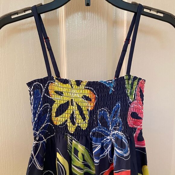 Desigual Smocked Top Floral Romper Short Jumpsuit Blue Girls Size 13-14 NWT - Picture 2 of 9